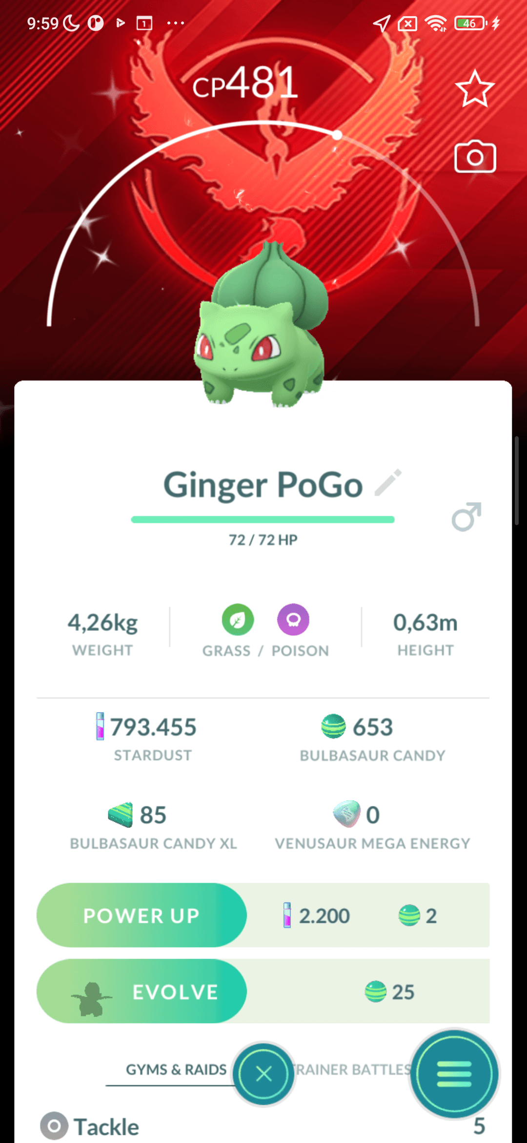 Bulbasaur Shiny — nền Valor