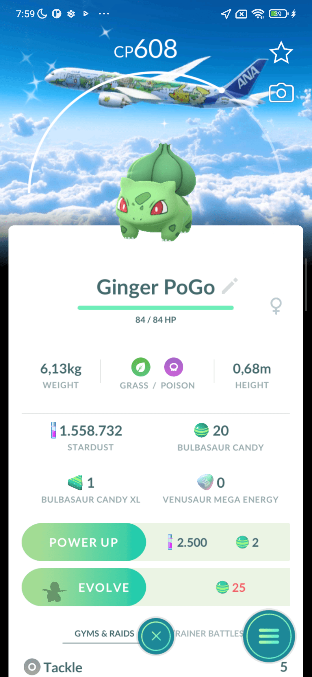 Bulbasaur Shiny — nền Pokémon Jet xanh