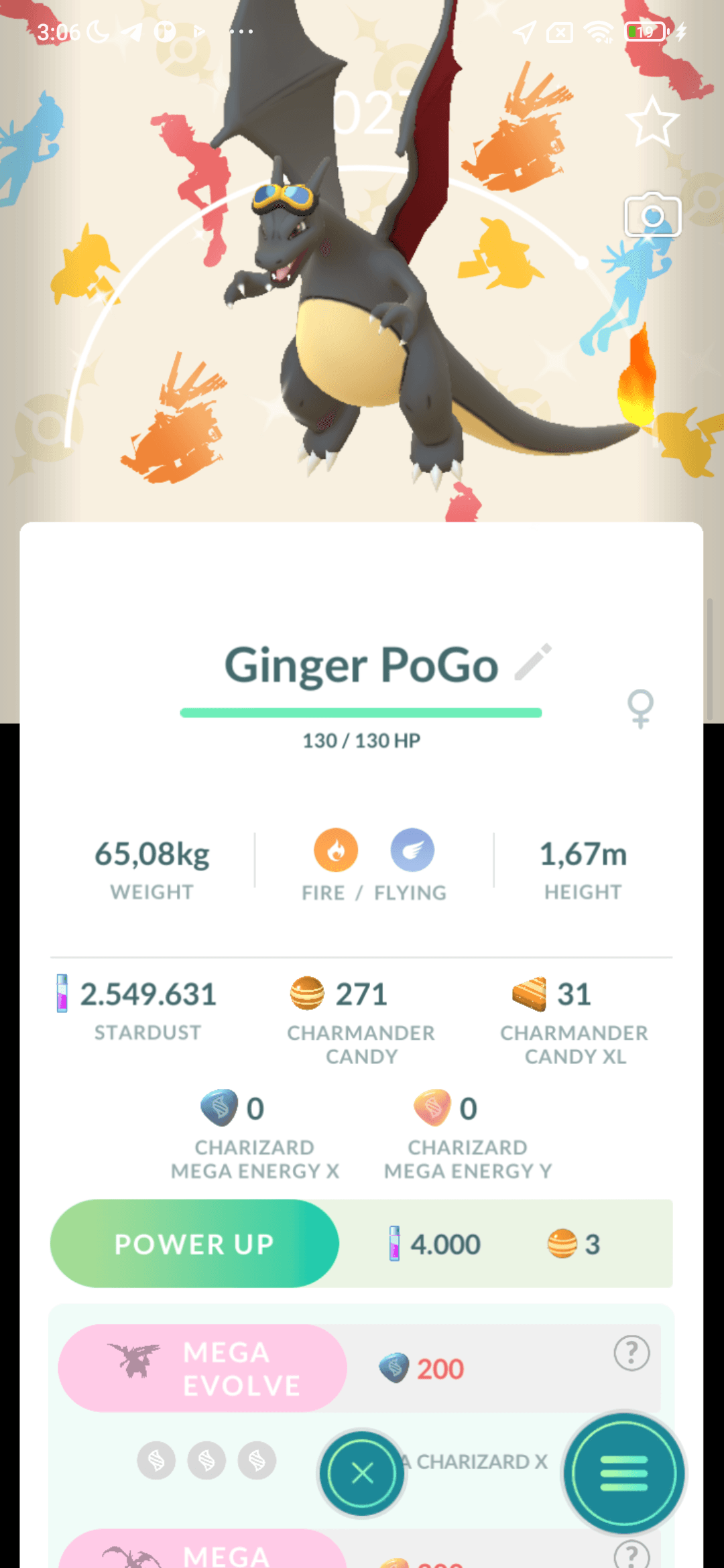 Charizard Shiny kính Friede — nền Horizons