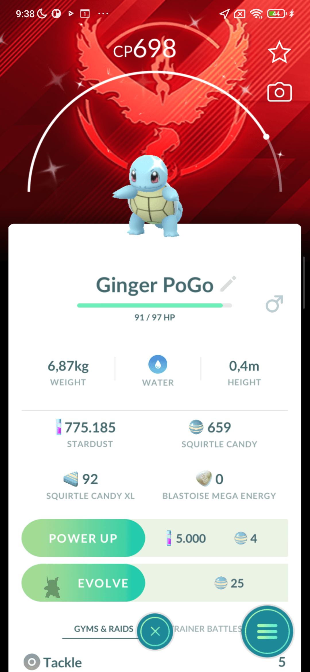 Squirtle Shiny — nền Valor