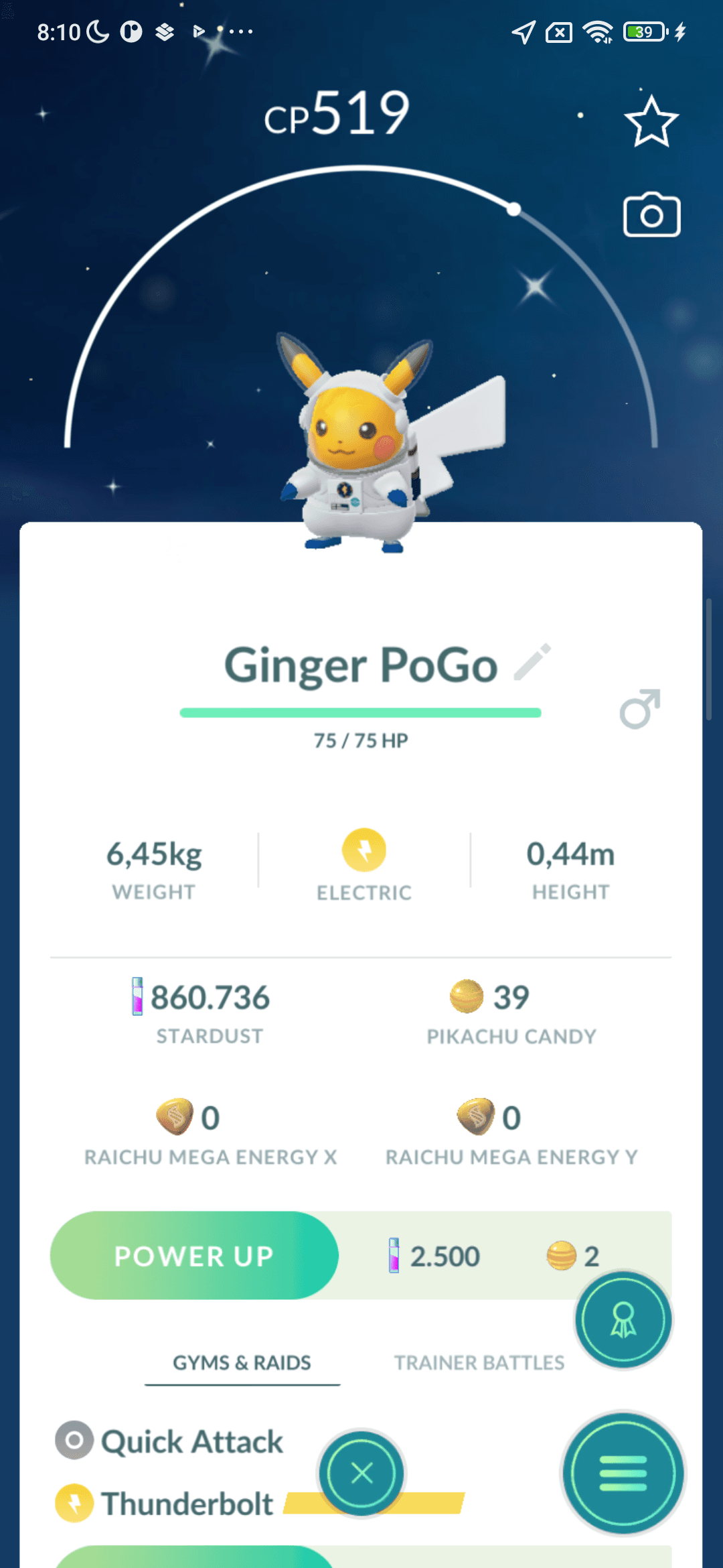 Pikachu Shiny phi hành gia