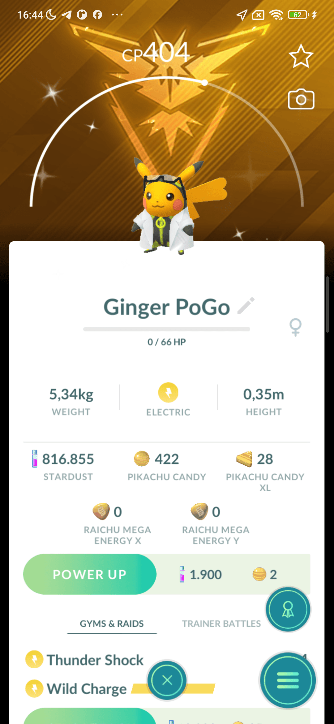 Pikachu Shiny trợ lý Giáo sư Willow — nền Instinct