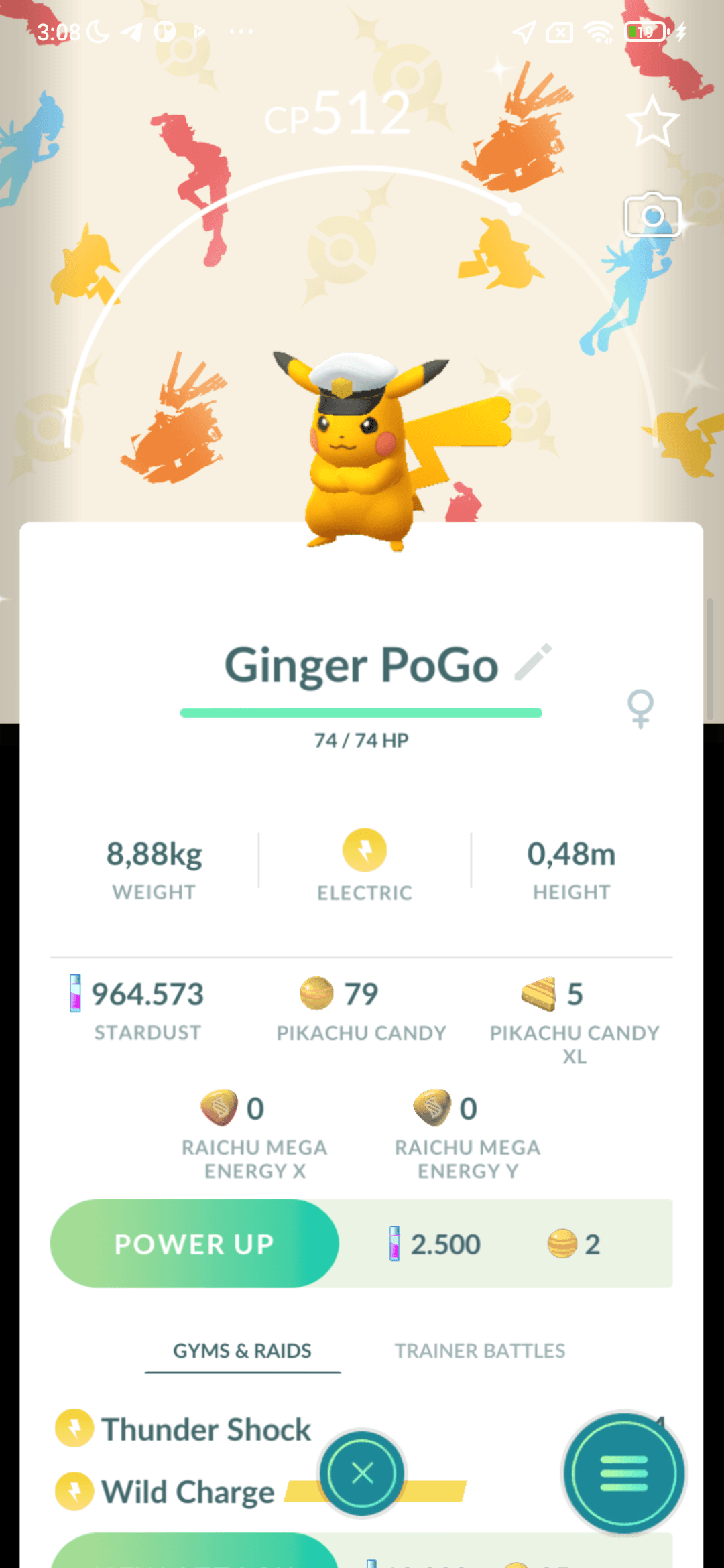 Pikachu Shiny mũ thuyền trưởng — nền Horizons