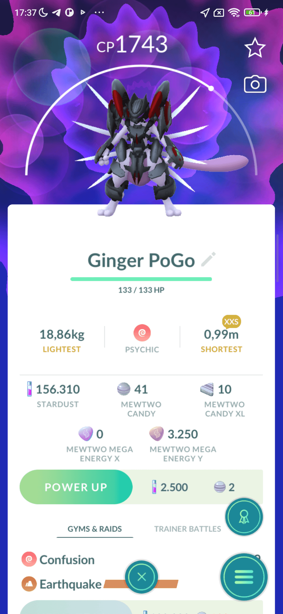 Mewtwo Armored — cỡ XXS