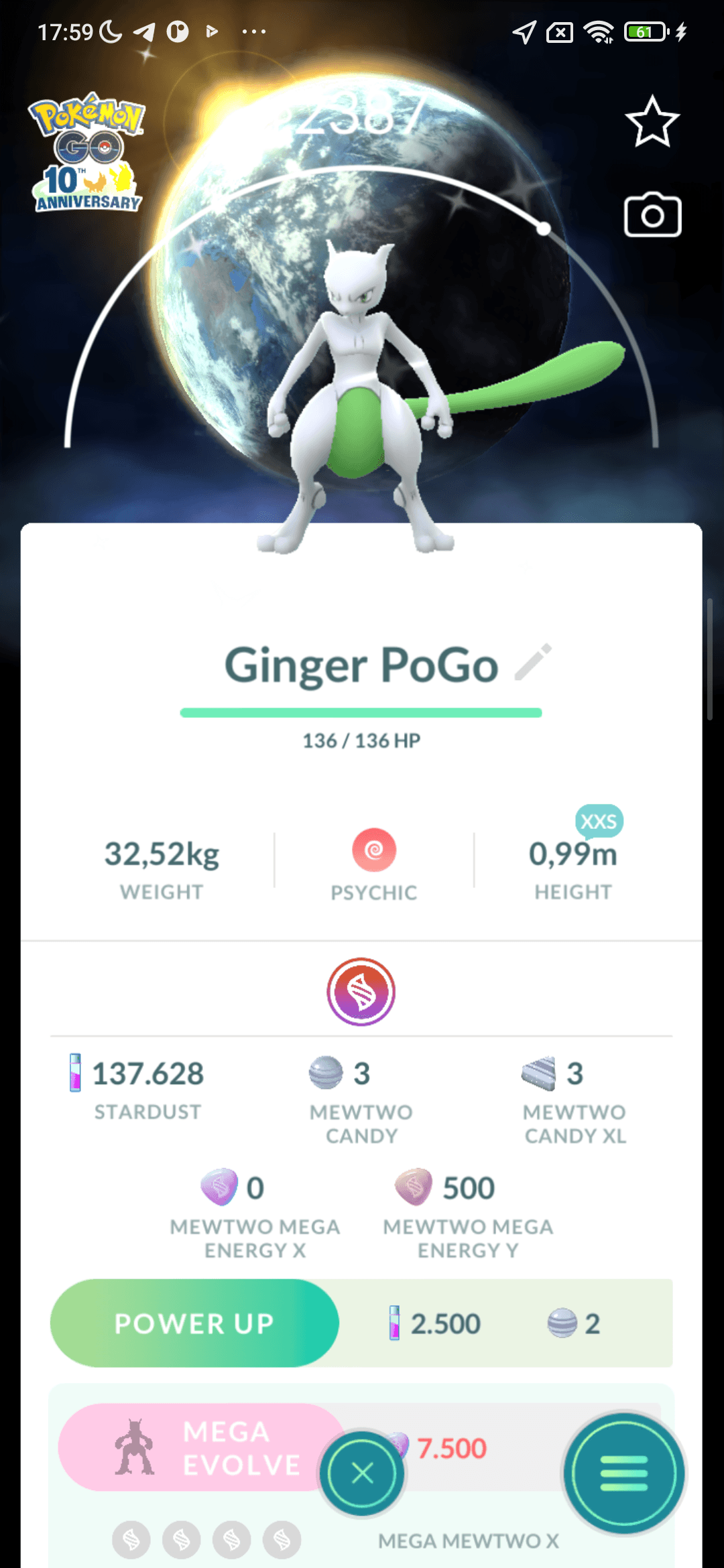 Mewtwo Shundo — nền Mewtwo kỷ niệm 10 năm · cỡ XXS