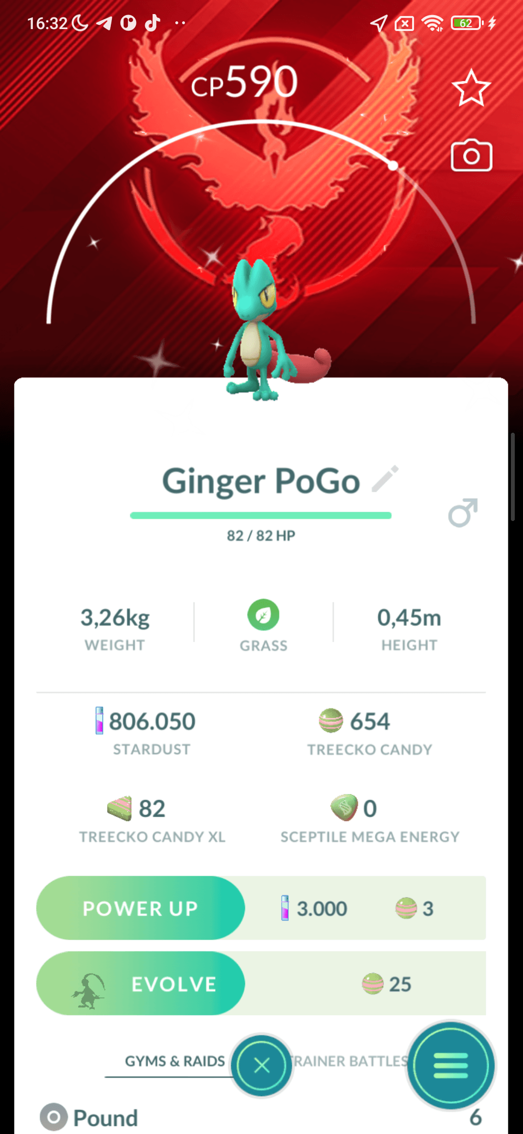 Treecko Shiny — nền Valor