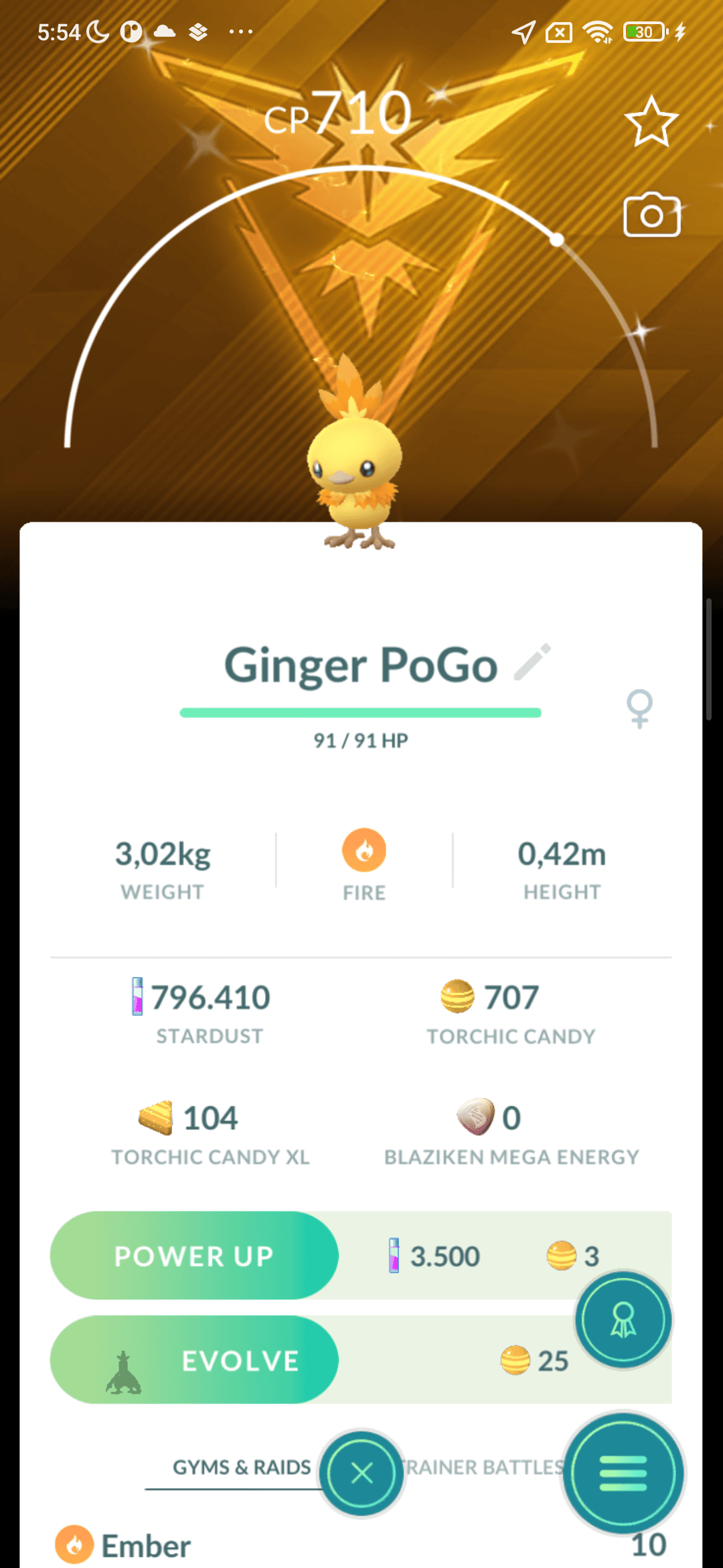 Torchic Shiny — nền Instinct