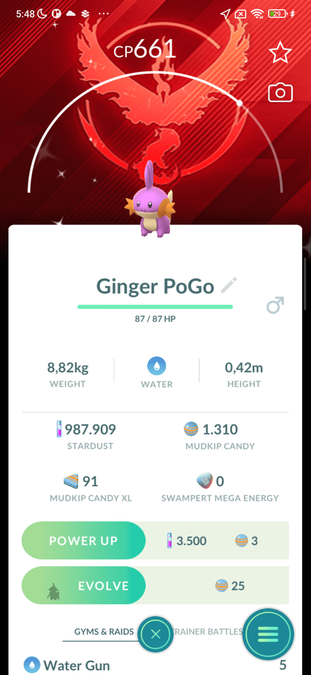 Mudkip Shiny — nền Valor