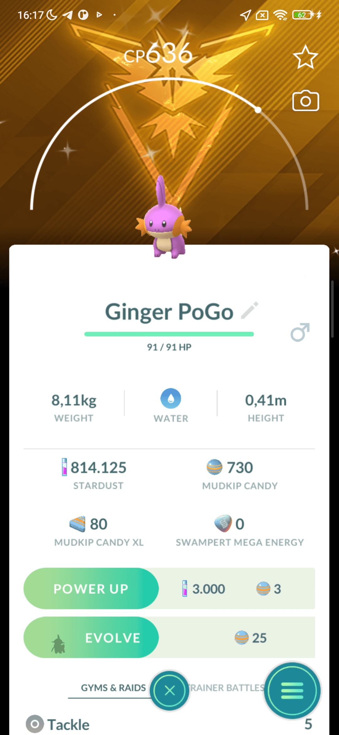 Mudkip Shiny — nền Instinct