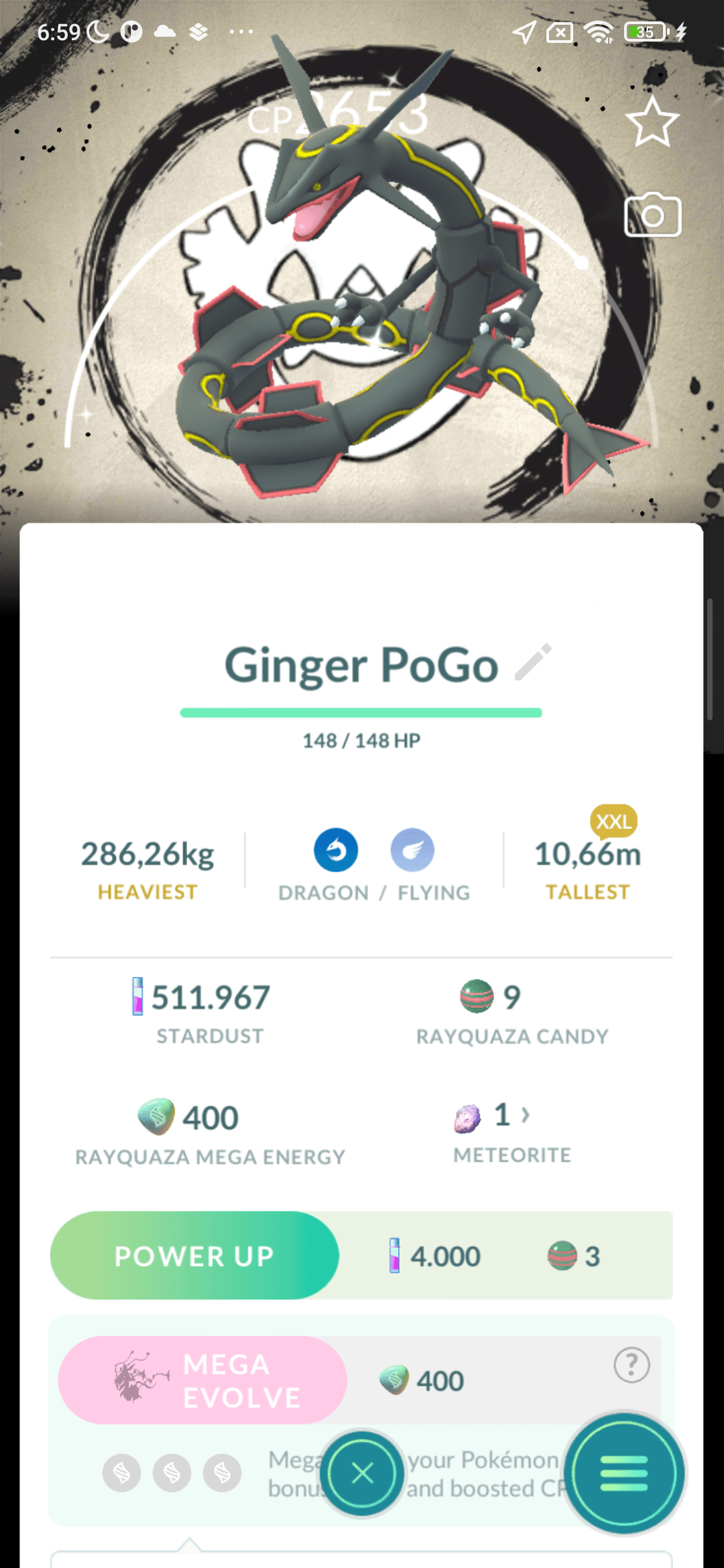 Rayquaza Shiny — nền GO Fest 2026 Global · cỡ XXL
