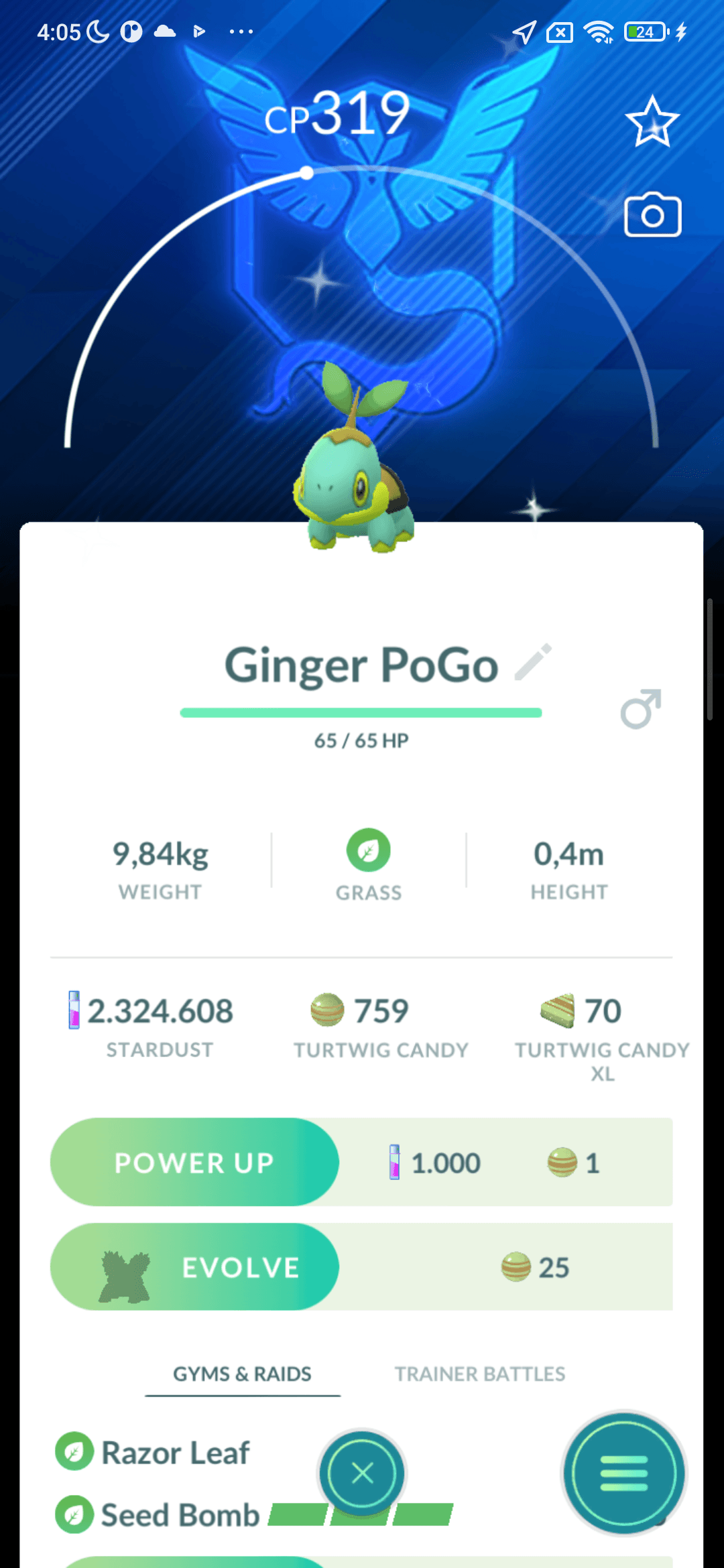 Turtwig Shiny — nền Mystic