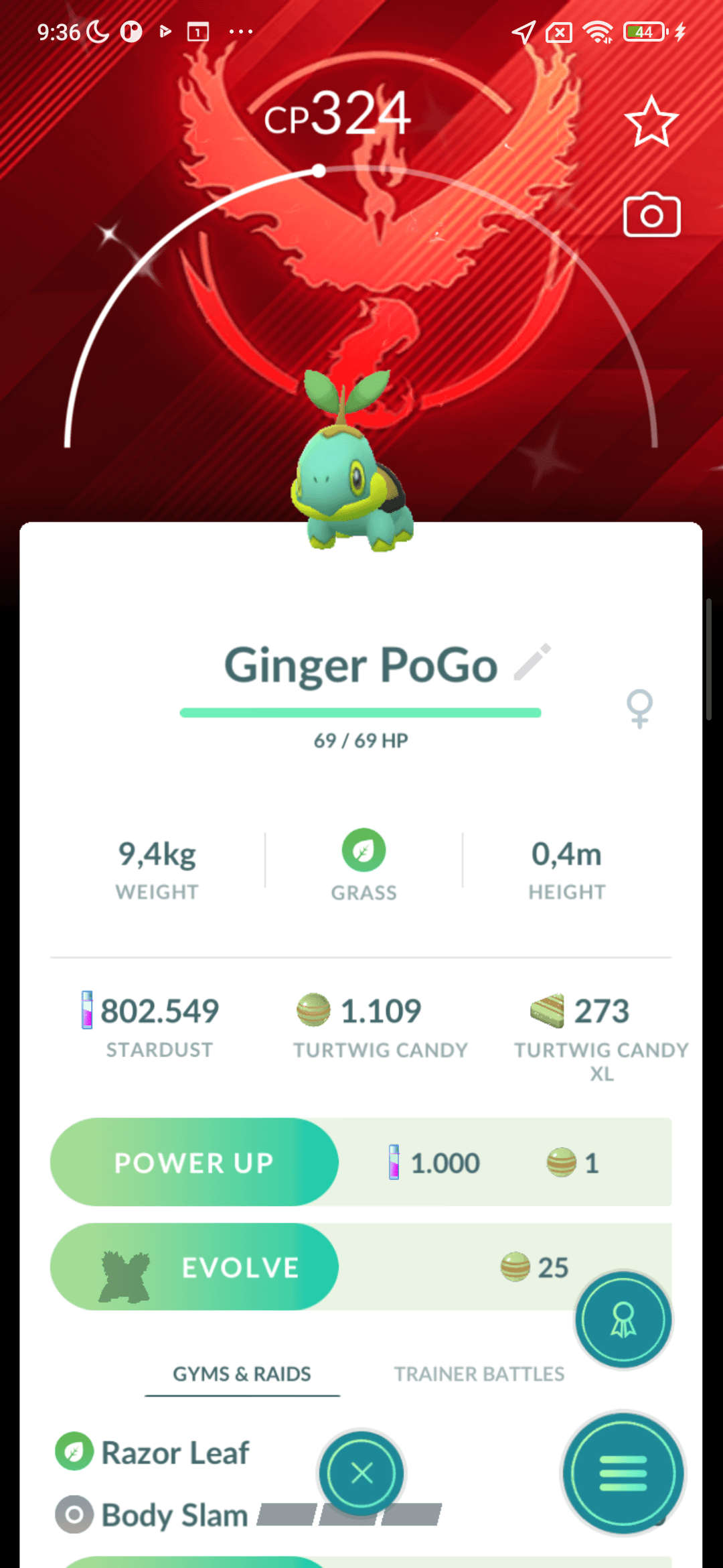 Turtwig Shiny — nền Valor