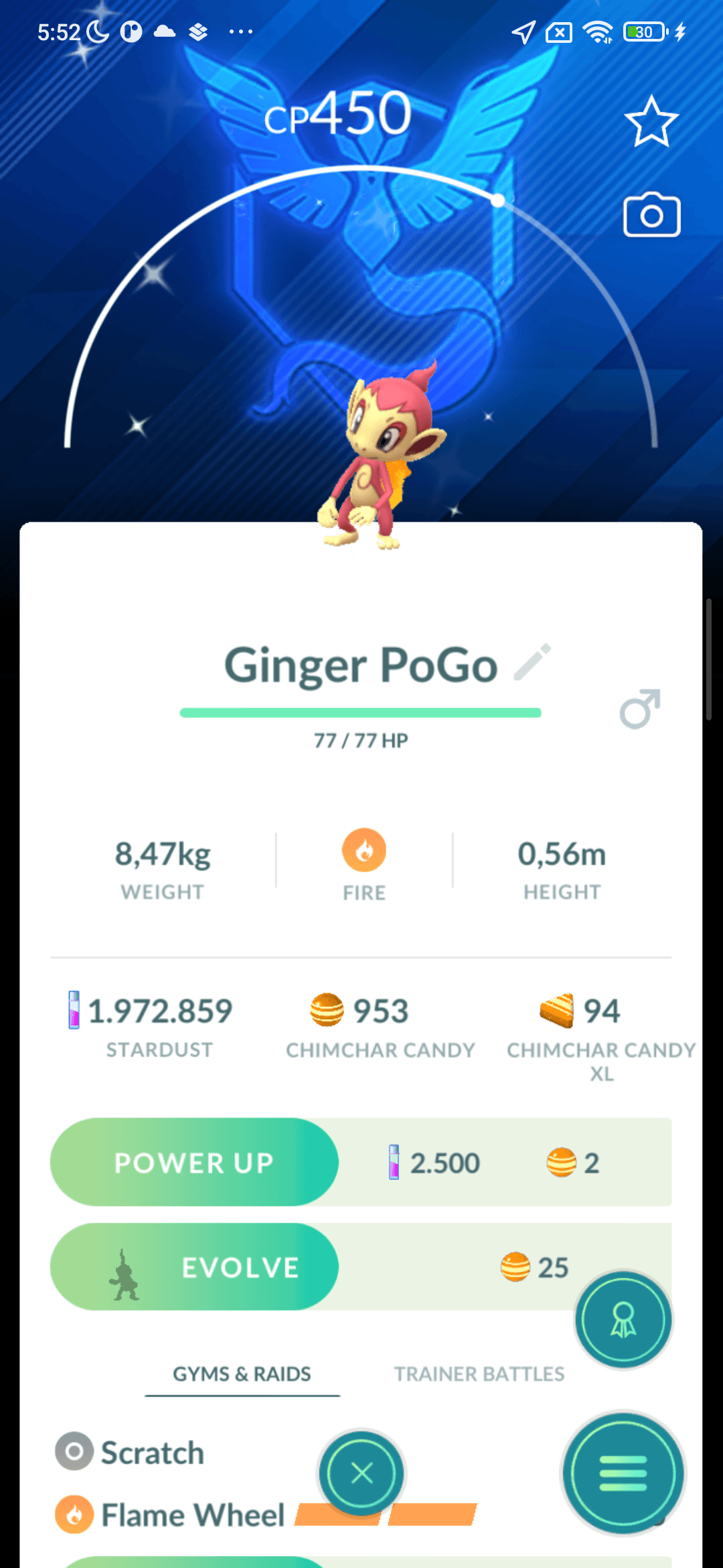 Chimchar Shiny — nền Mystic