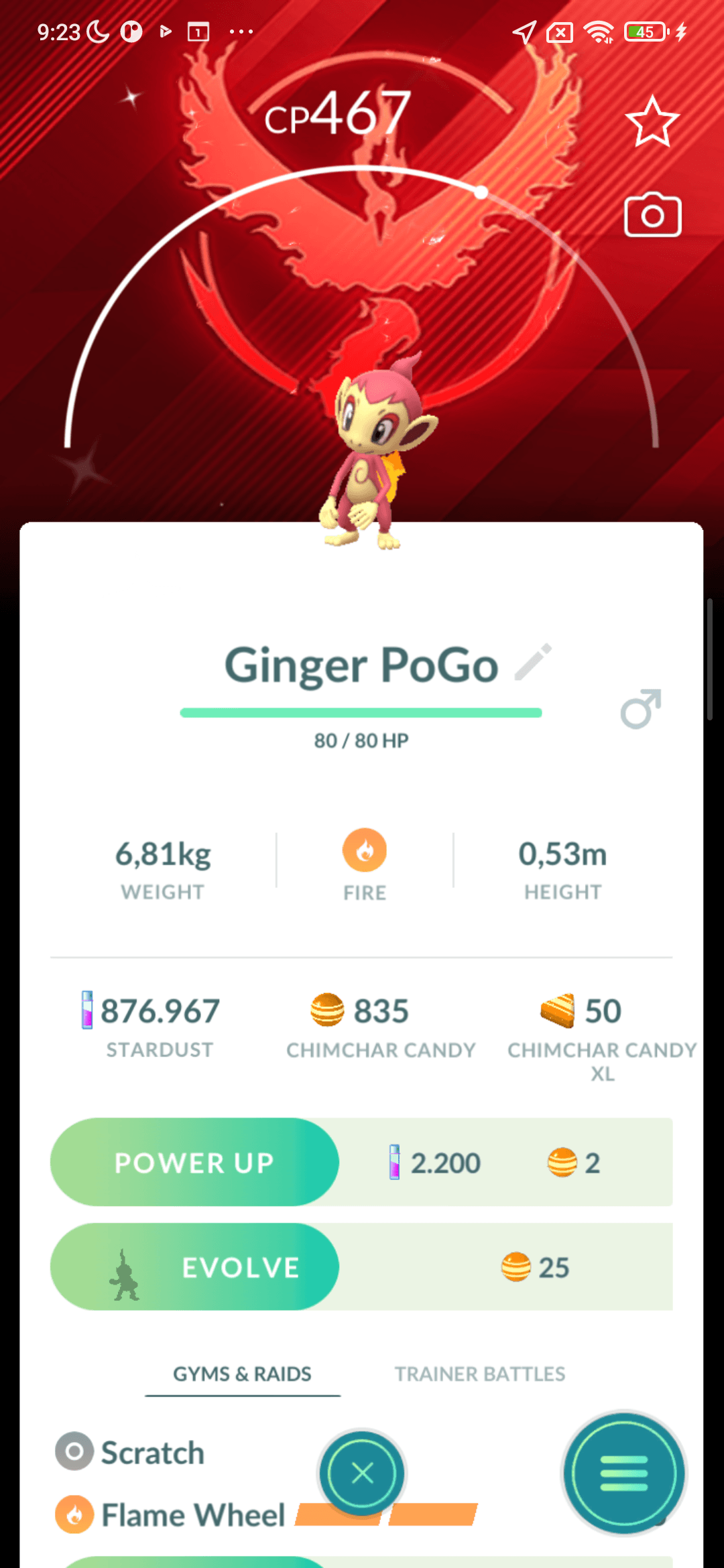 Chimchar Shiny — nền Valor