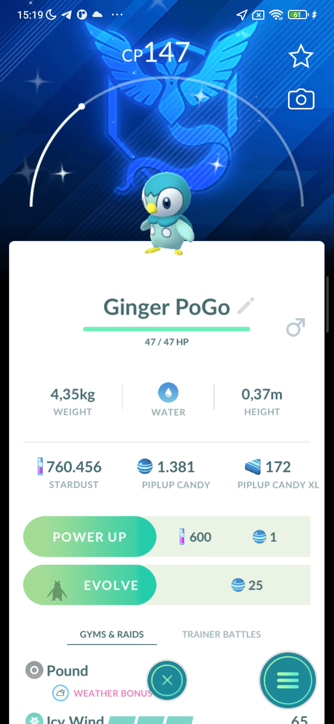 Piplup Shiny — nền Mystic