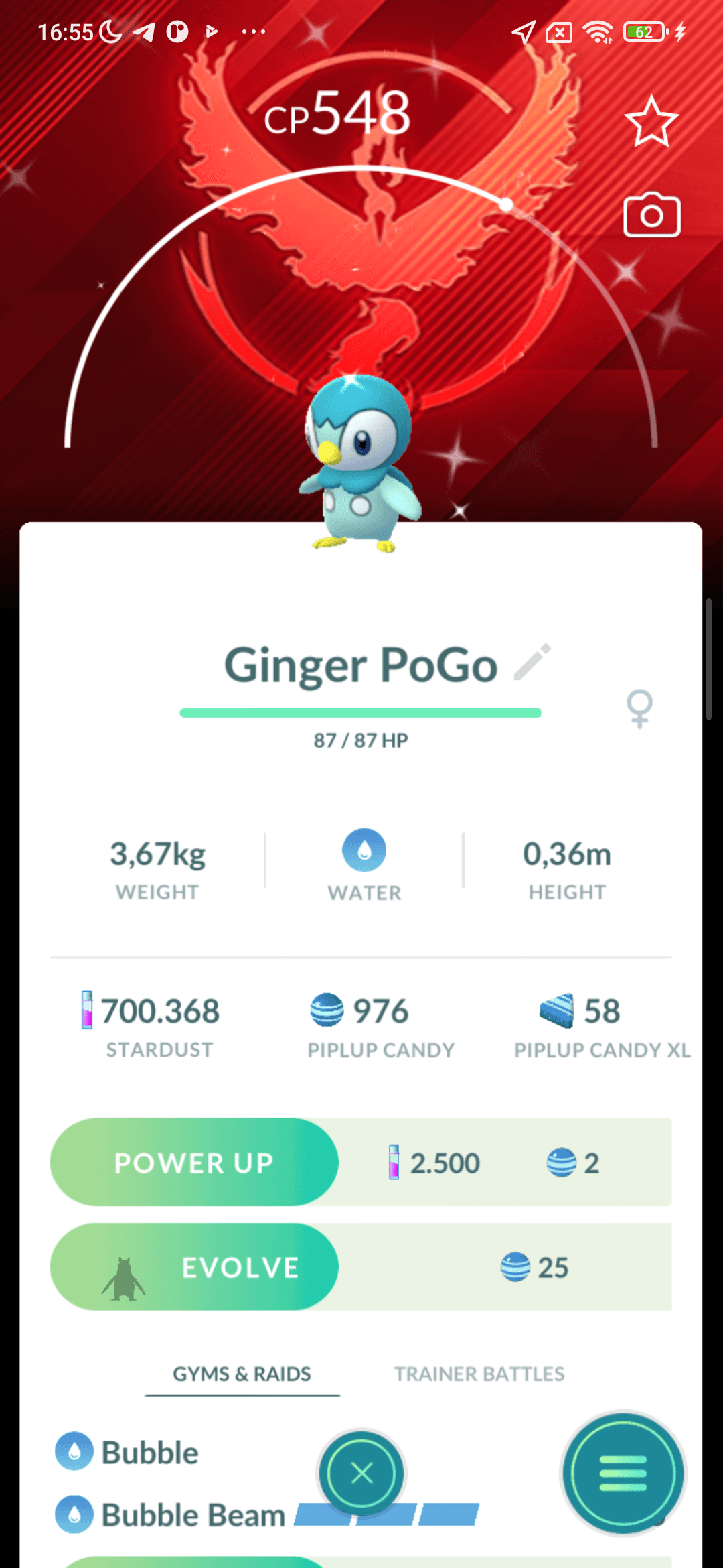 Piplup Shiny — nền Valor