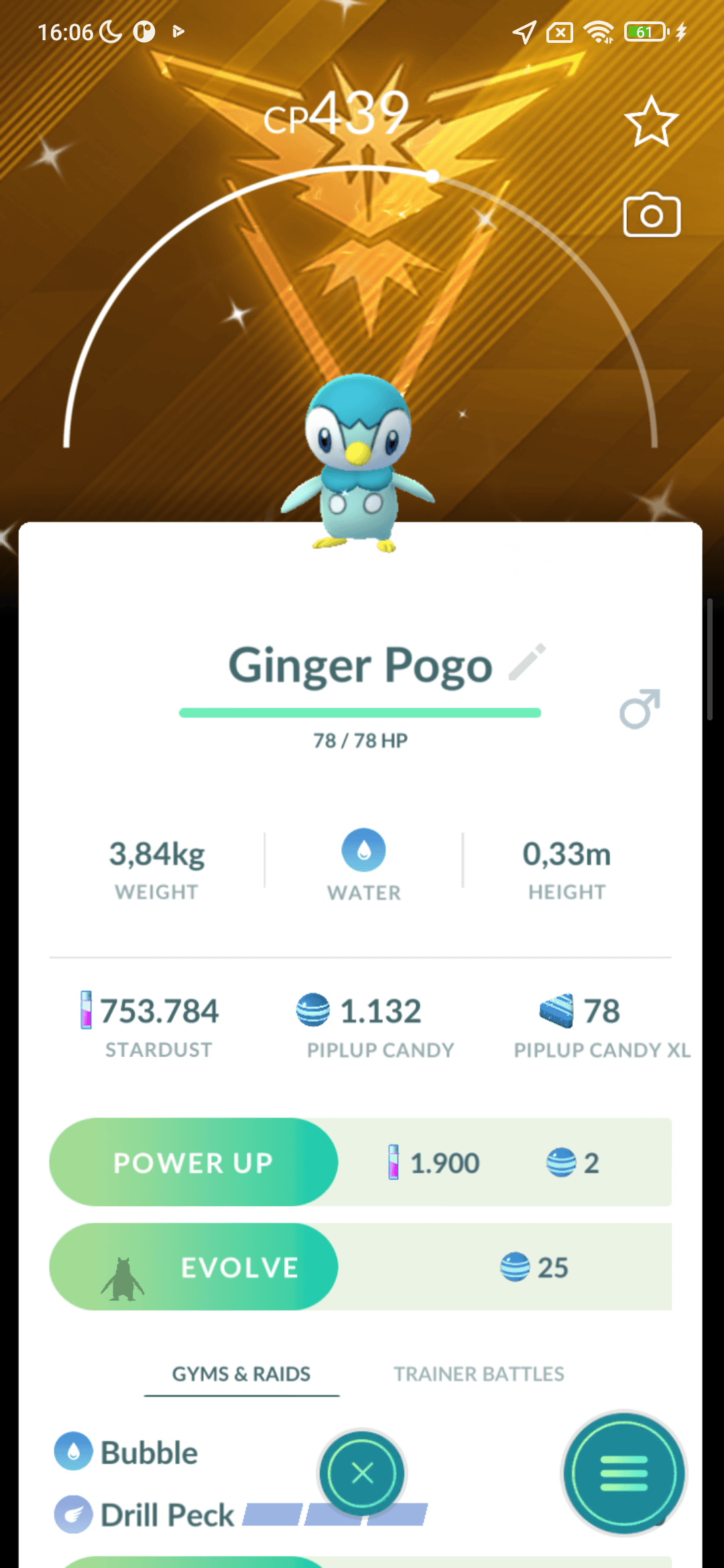 Piplup Shiny — nền Instinct