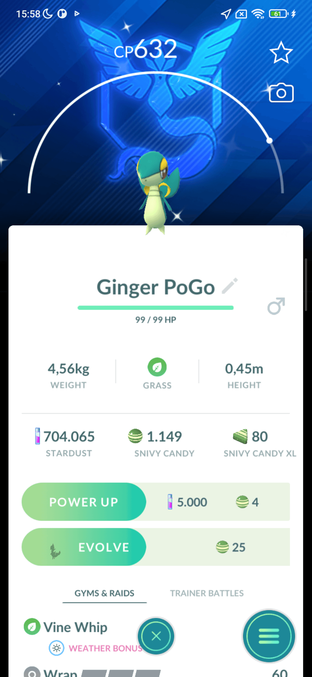 Snivy Shiny — nền Mystic