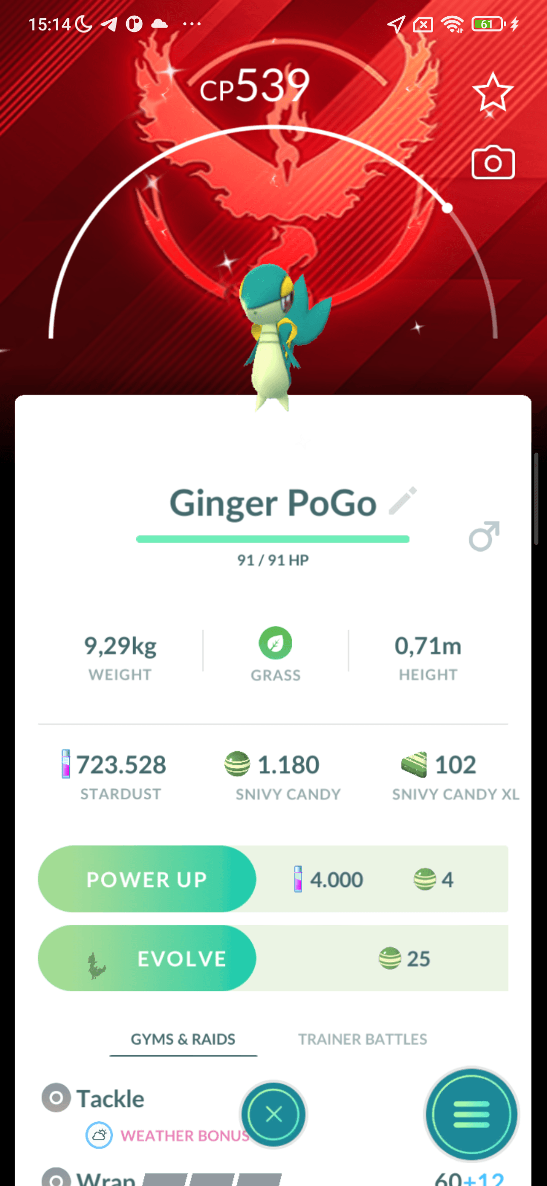 Snivy Shiny — nền Valor