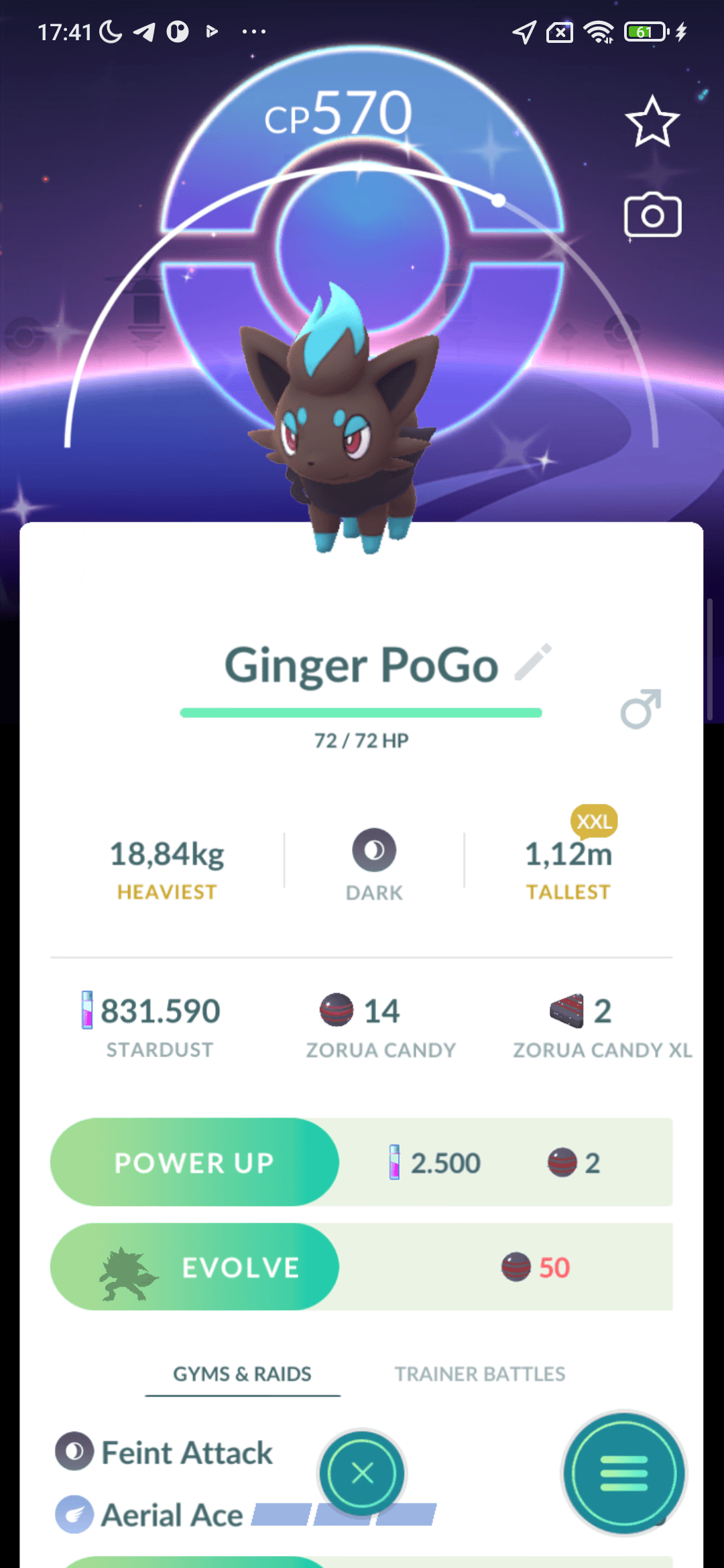 Zorua Shiny — nền Community 2026 · cỡ XXL