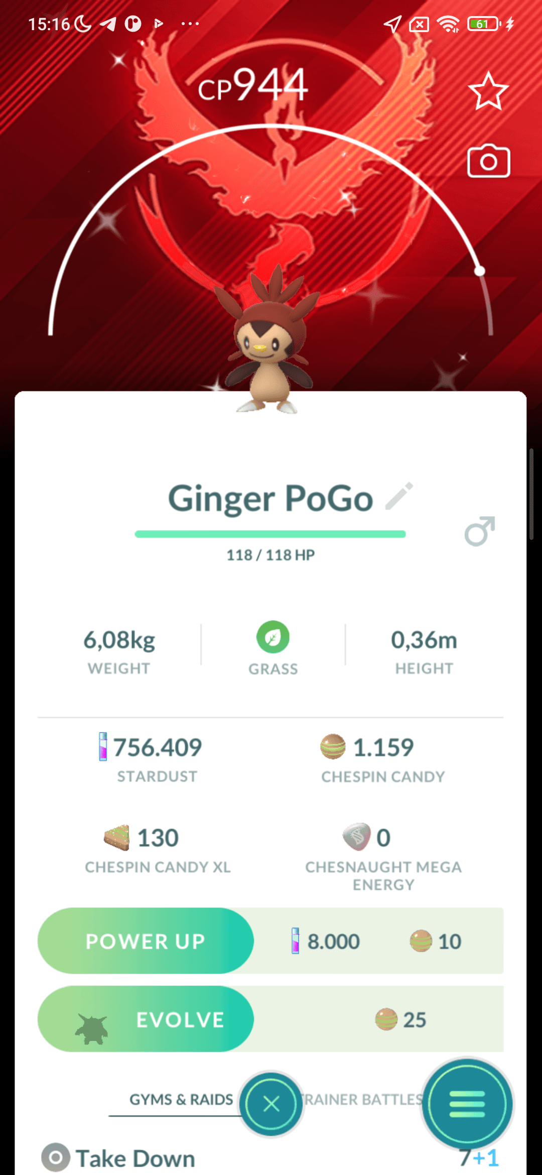 Chespin Shiny — nền Valor