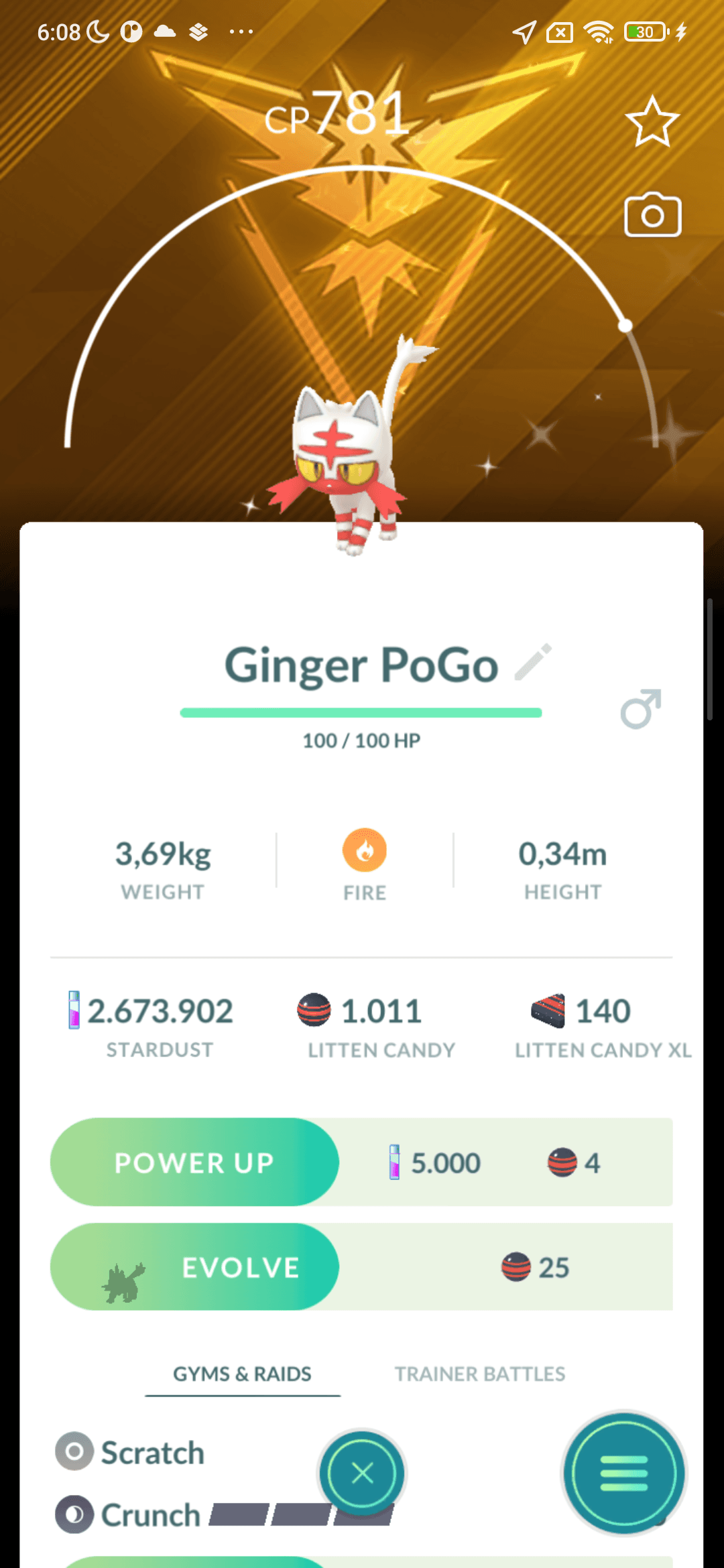 Litten Shiny — nền Instinct