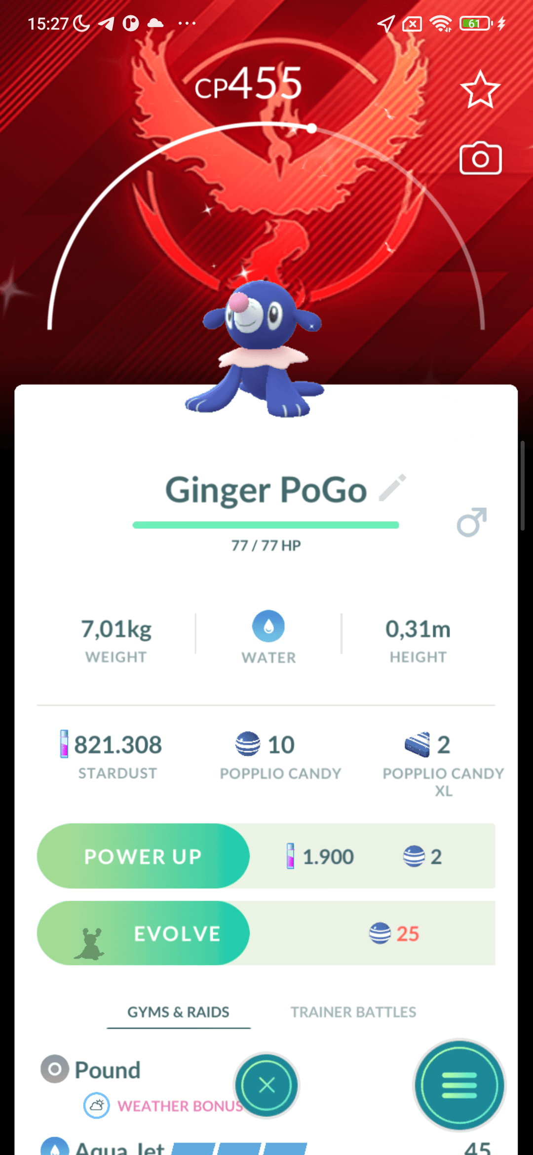 Popplio Shiny — nền Valor