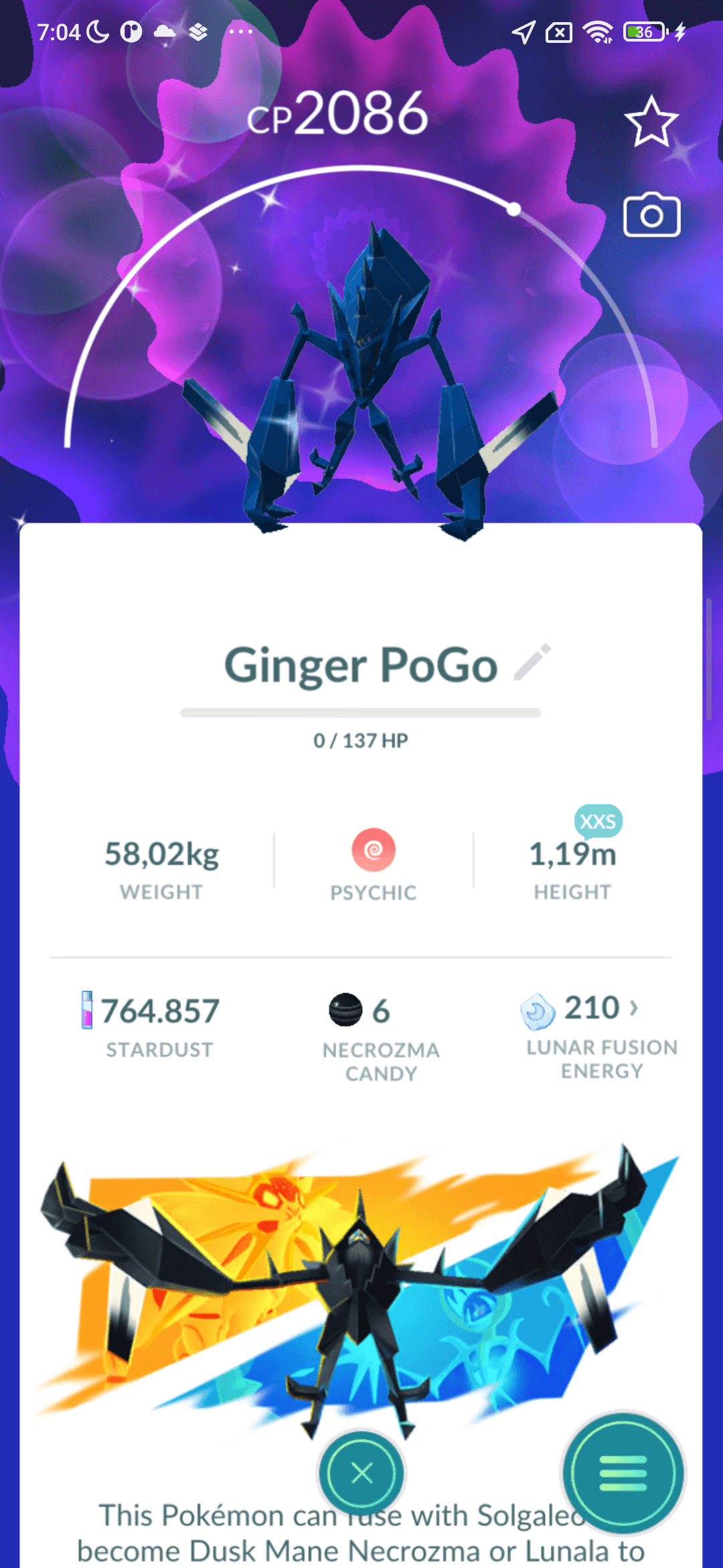 Necrozma Shiny — nền GO Fest 2026 Global · cỡ XXS