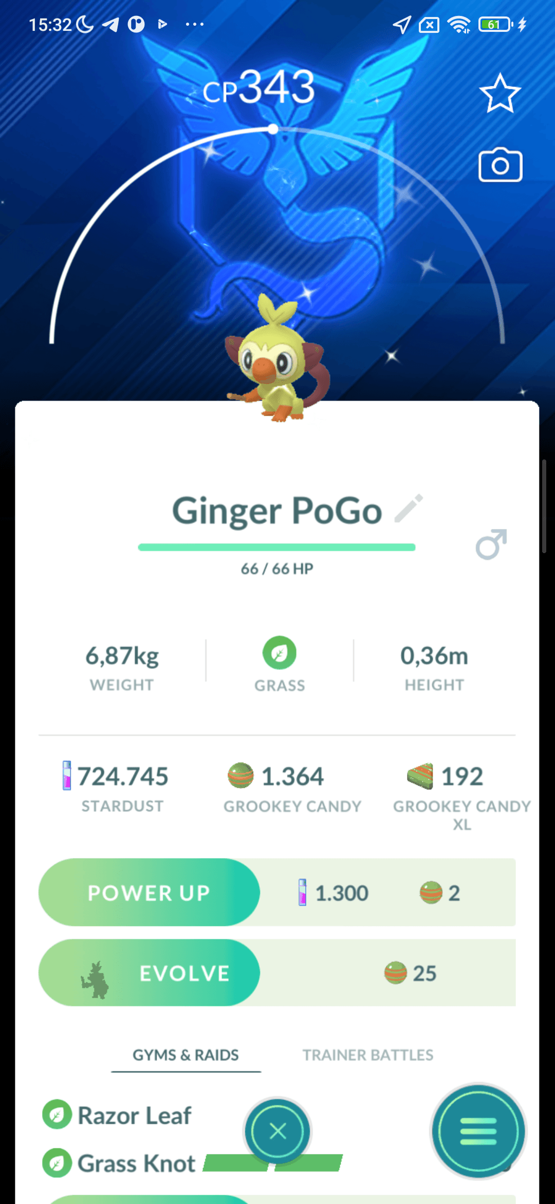 Grookey Shiny — nền Mystic