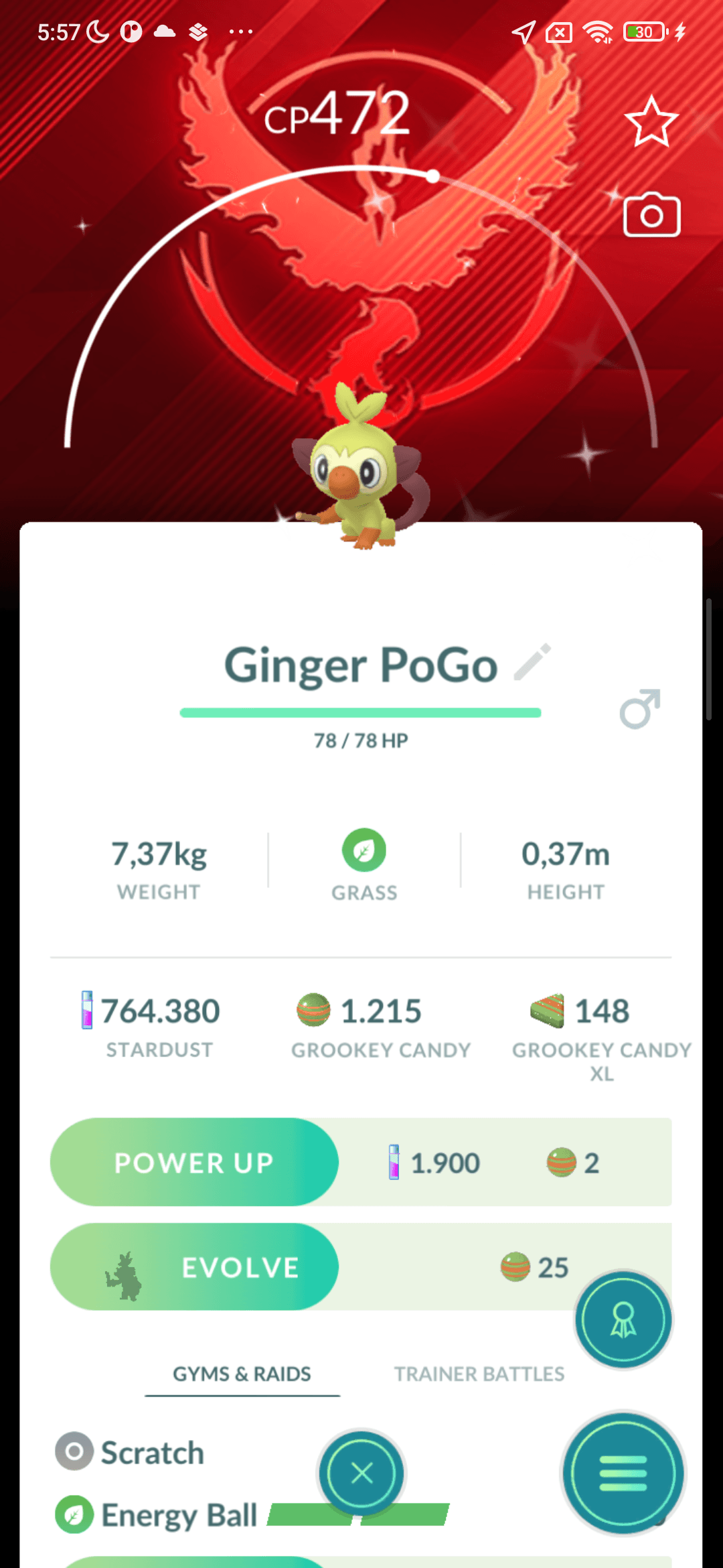 Grookey Shiny — nền Valor