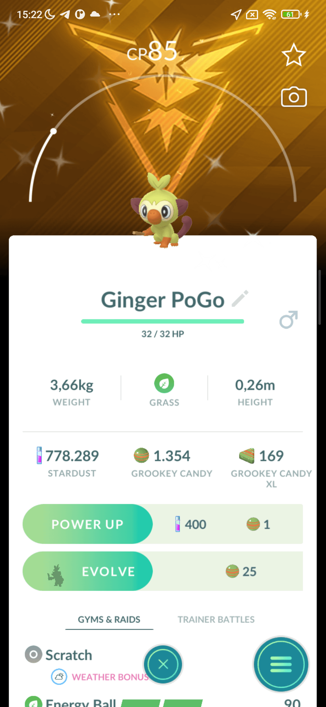 Grookey Shiny — nền Instinct