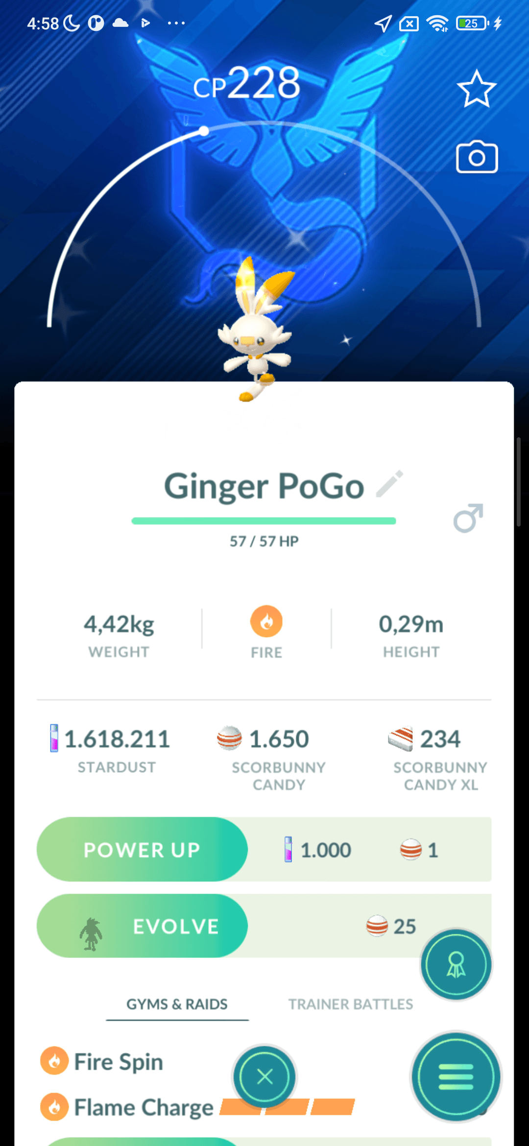 Scorbunny Shiny — nền Mystic