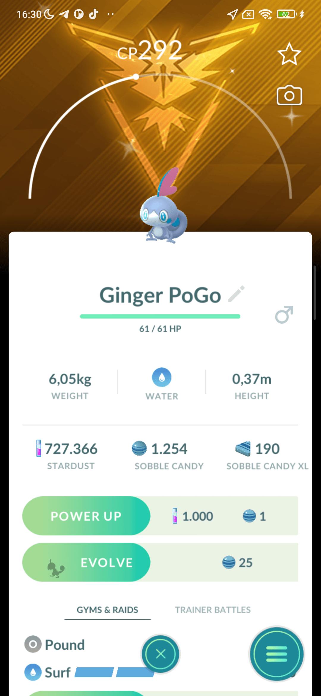 Sobble Shiny — nền Instinct