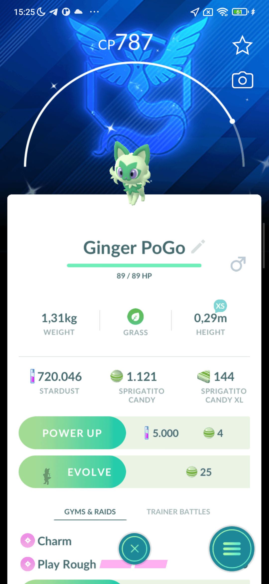Sprigatito Shiny — nền Mystic